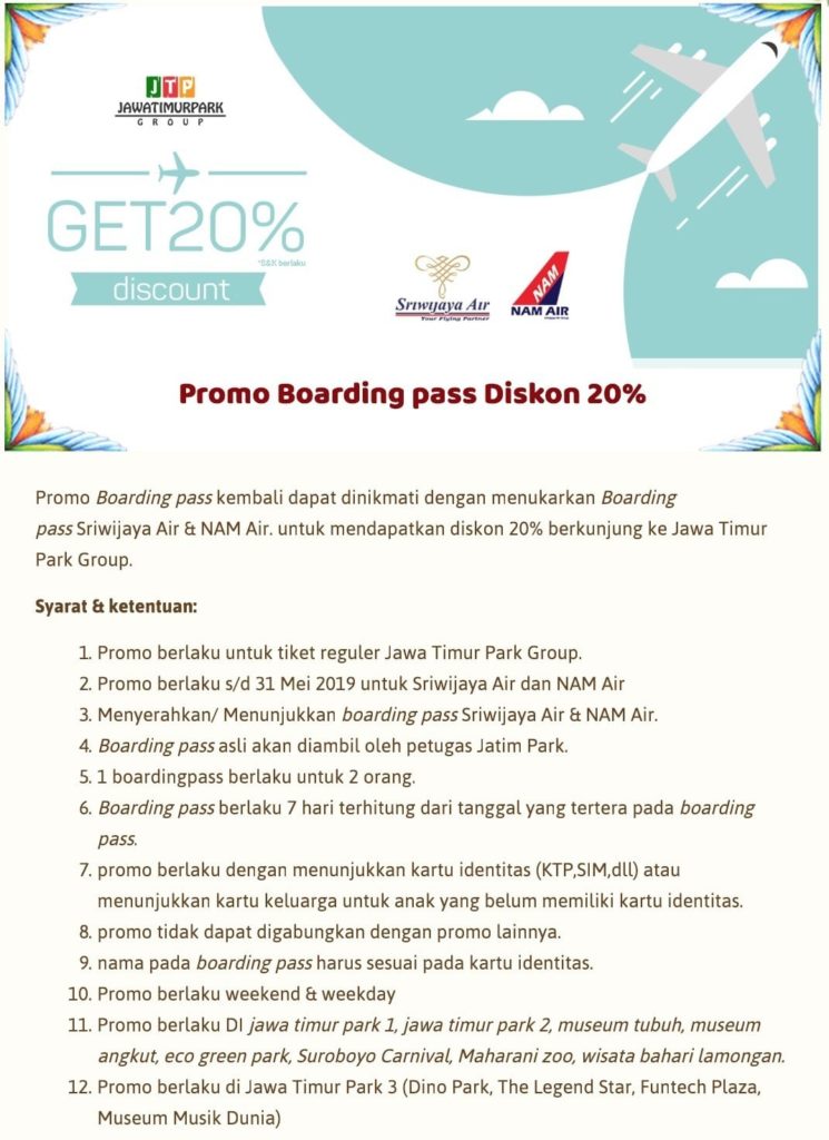 Promo Tiket Jatim Park 1 untuk Boarding Pass